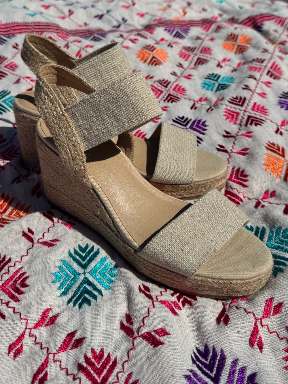 MIA Natural Beige Espadrille Wedge Sandals